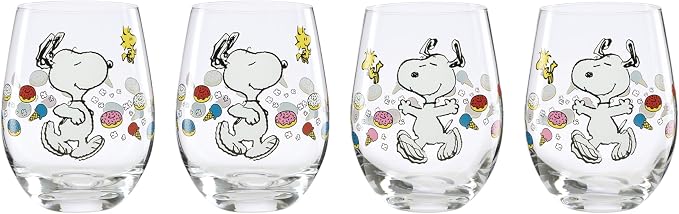 Lenox Chef Snoopy Glass Tumblers, drinking glasses by Lenox