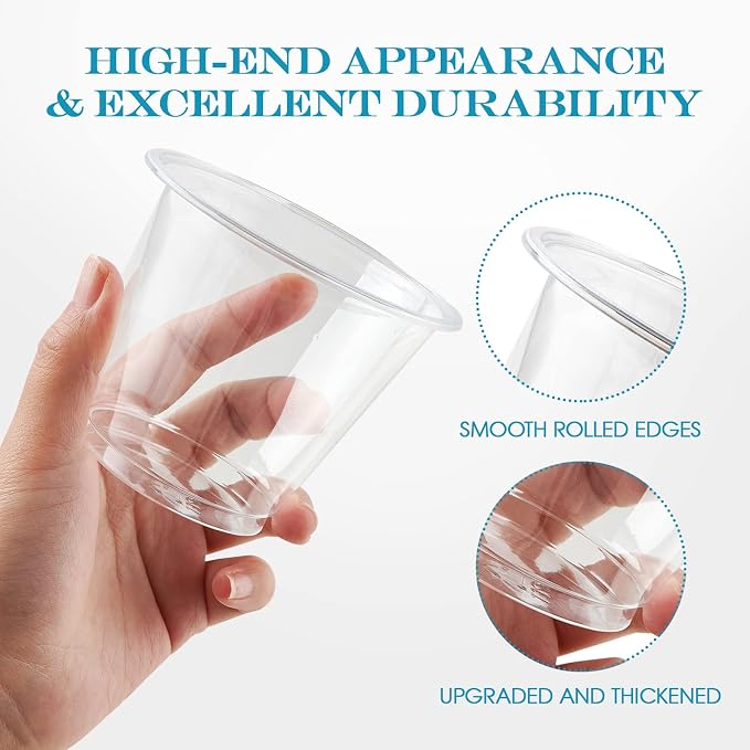 Turbo Bee 100 Pack 9oz Clear Plastic Cups, Disposable Crystal Drinking Cups - Image 3