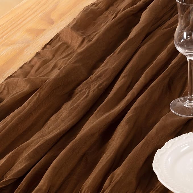 DeZerlor Brown Cheesecloth Table Runners 10 Pack Fall Runners | 120Inch Gauze - Image 6