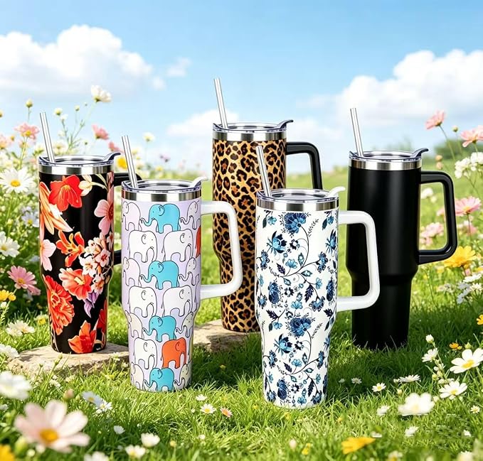 SYACOT 40 oz Tumbler with Handle and Straw Stainless Steel Insulated Tumbler - Image 8