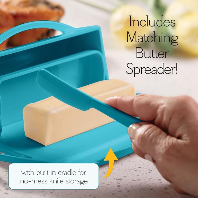 Flip Top Butter Dish with Attached Lid & Matching Knife - Image 4