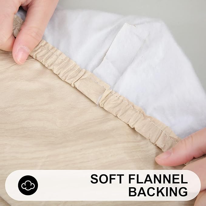 Smiry Rectangle Table Cloth Cover, Waterproof Elastic Fitted Picnic Tablecloth for 8 Foot Tables, Wipeable Flannel Backed Vinyl Tablecloths for Camping, Dining, Outdoor (Beige Wood, 30" x 96")