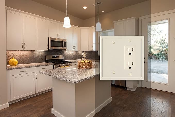 Henne Bery Modern Edge Decorative Wall Plate Switch Plate Outlet Cover, Durable Solid Zinc Alloy (Blank/Decorator, Light Almond)