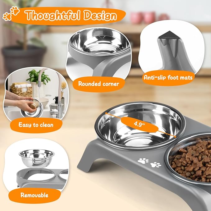 Elevated Dog Bowls for Small Dogs, 3” High Raised Dog Bowl Stand - Image 2