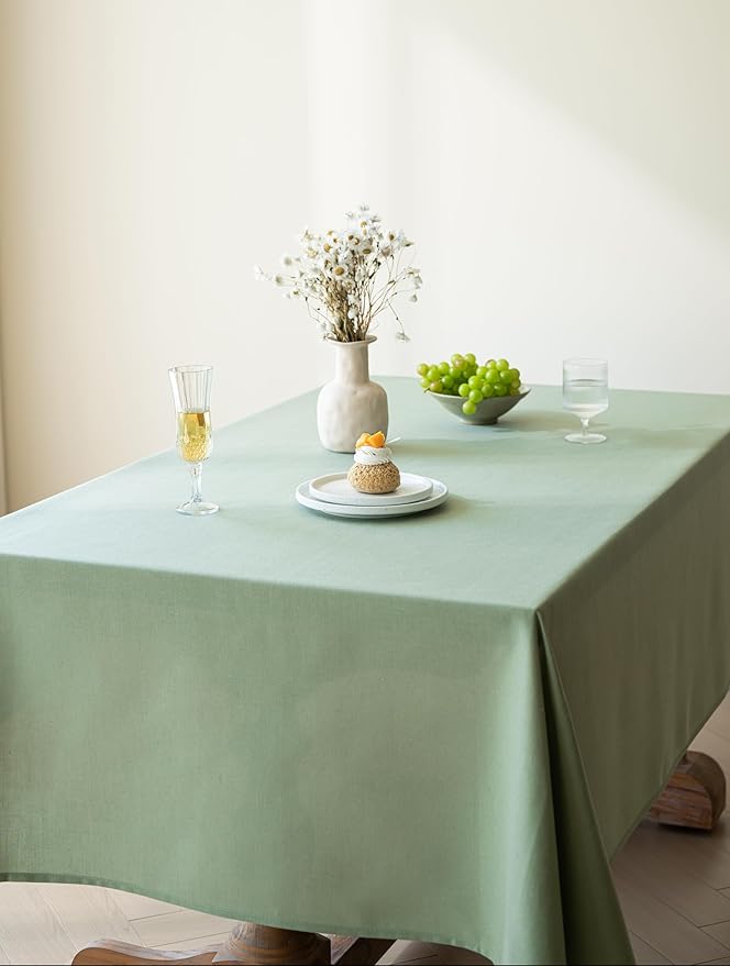 Sage Green Linen Table Cloths for 8 Foot Rectangle Tables Farmhouse Neutral Tablecloth Rectangular Kitchen Decoration Dining Table Cover Washable 60x120