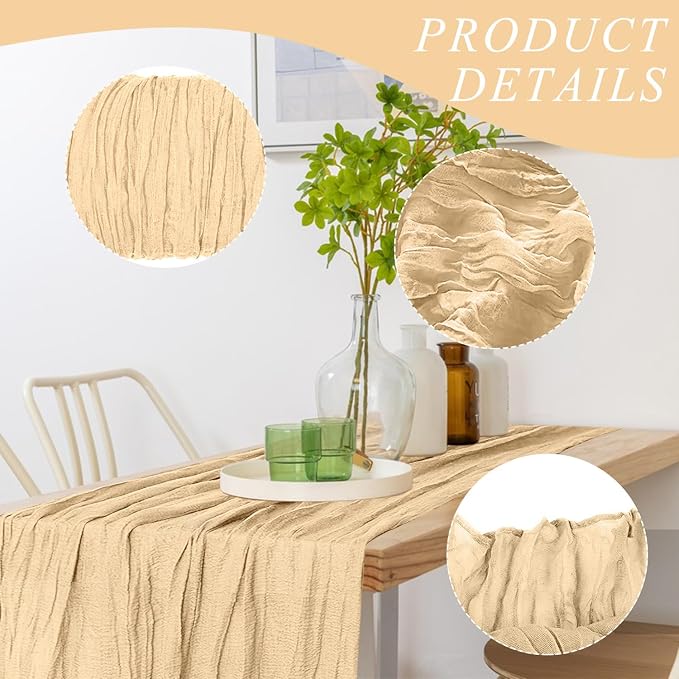 1 Pack Cheesecloth Table Runner 10Ft Christmas Gauze Boho Table Runners - Image 3