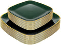 bUCLA 50PCS Green and Gold Plastic Plates - Green Gold Square Plastic Disposable Include 25 Each (Dinner & Dessert) Plates, Ideal for Party & Christmas