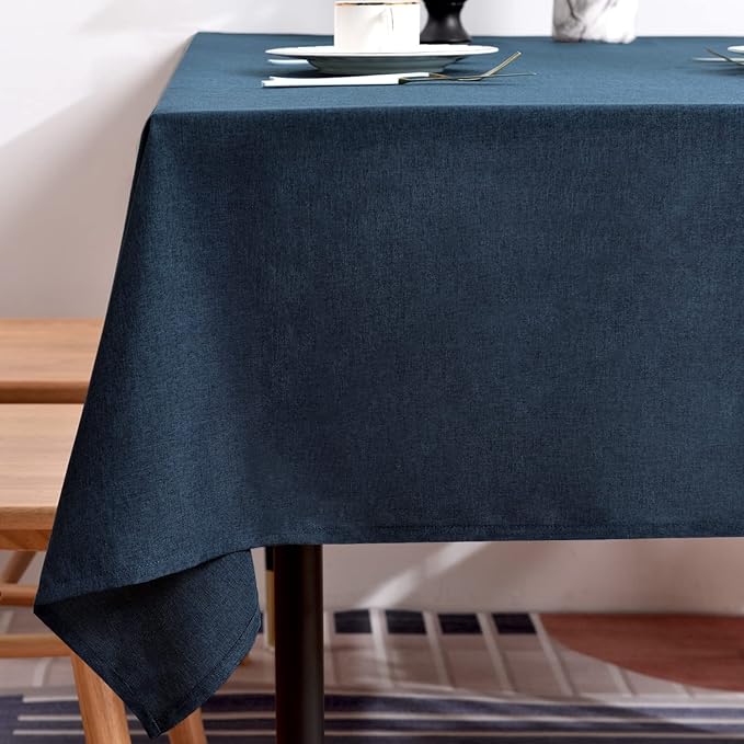 BALCONY & FALCON Square Table Cloth – Waterproof, Wrinkle-Resistant & Dust-Proof Farmhouse Tablecloth for Dining, Kitchen, Party Decorations, Outdoor Patio, Baby Shower (Dark Blue, 55" x 55")