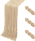 3 Pack Beige Cheesecloth Table Runner, 17 x 108 Inch, Gauze Cheese Cloth Table by Yorcari