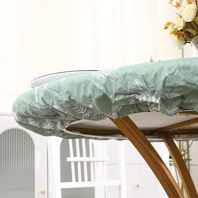 Walrus Round Vinyl Fitted Tablecloth with Flannel Backing Elastic Edge Design Table Cover Waterproof Oil-Proof PVC Table Cloth Stain-Resistant Best for 32"-36" Round