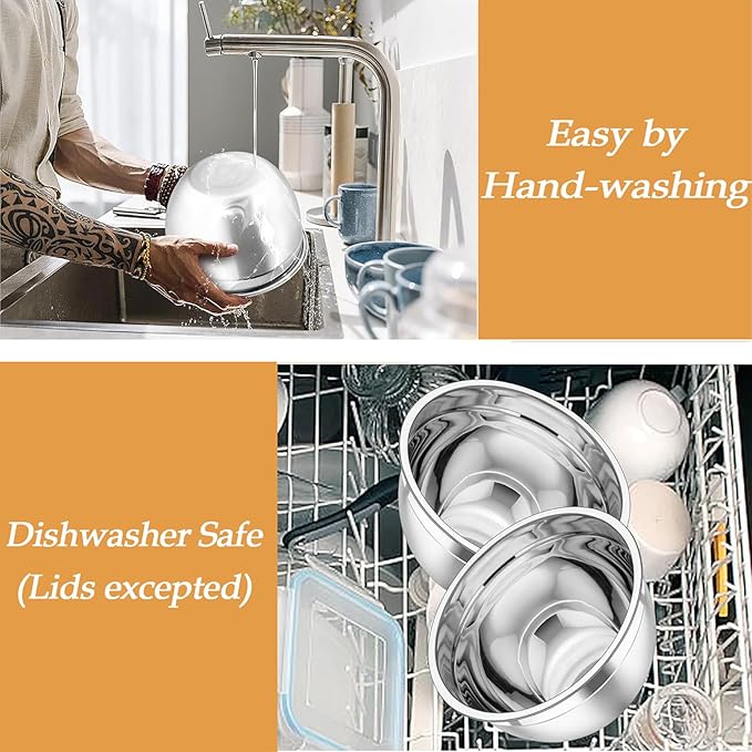 TeamFar Mixing Bowls, Stainless Steel Nesting Salad Bowls Set | Mixing Bowls - Image 5