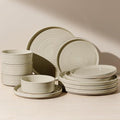 Dinnerware Set for 4, Ceramic Plates & Bowls by FamiwarePremium