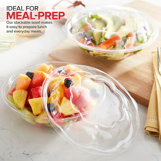 Stock Your Home 18oz Clear Plastic Salad Bowls - Image 6