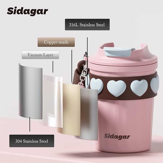 SDGA+ 12 oz Travel Coffee Mug Spill Proof Leak Proof, Stainless Steel Thermal - Image 7