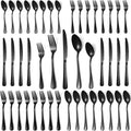 40 Pcs Black Silverware Set for 8, Food Grade Stainless Steel Flatware Set by Lazycorner