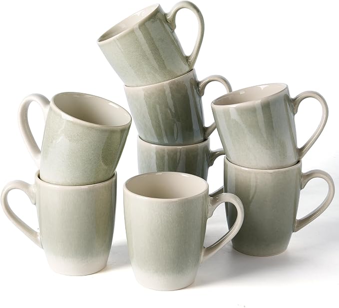 famiware Coffee Mugs Set, 13 oz Mug Set of 8, Stoneware Cups by Famiware