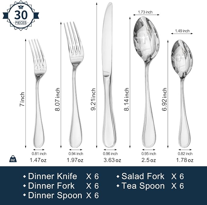 18/10 Stainless Steel Silverware Set - Image 2