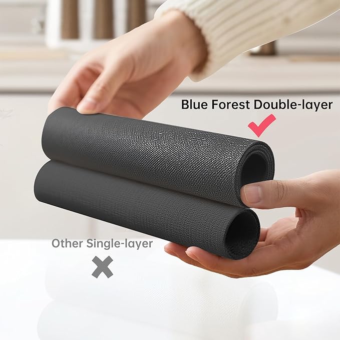 Blue Forest Placemats Set of 8,Dual-Layered Thickened Faux Linen Table Mats Heat Resistant Machine Washable Wrinkle Free Place Mats for Kitchen Dining Outdoor/Indoor (Dark Green)