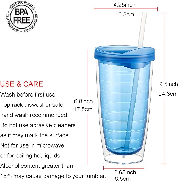 KX-WARE 20 Ounce Double Walled Colorful Tabletop Insulated Plastic Tumbler Cup - Image 2