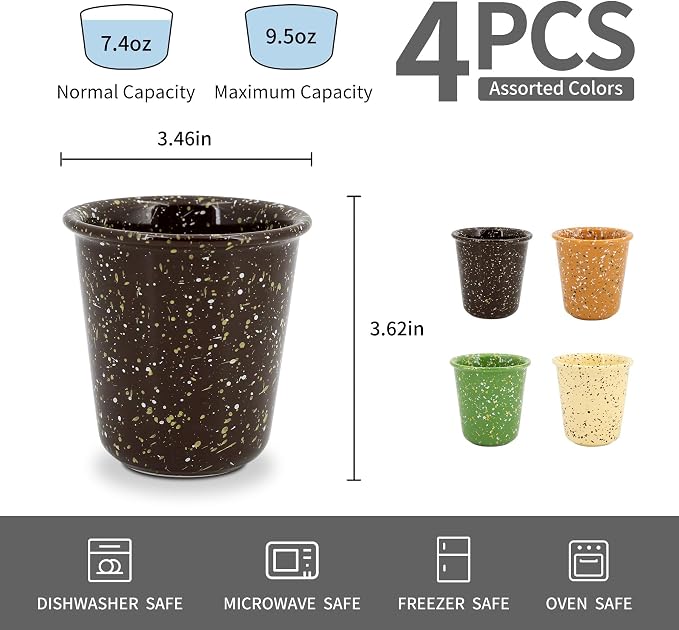 Coffee Mugs Set of 4, 10oz Ceramic Coffee Cups, - Image 2