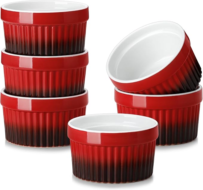 MALACASA Ramekins 8 oz Oven Safe, Large Ceramic Souffle Dishes by MALACASA