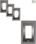 4-Pack Decorator Outlet Cover Plate, Pearls Decorative Switch Plates and Outlet Covers, Antique Silver Metal Wall Plates for Electrical Outlets