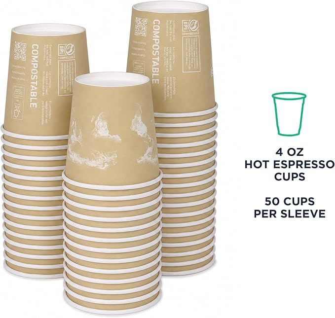 ECO PRODUCTS Compostable Disposable World Art 4oz Espresso Coffee Cups - Image 2