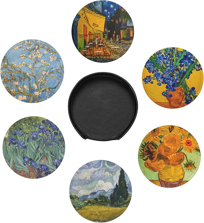 Van Gogh Art Leather Drinks Coasters - Image 2