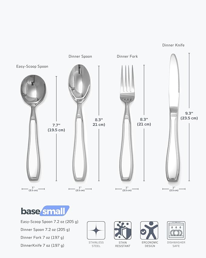 4-Piece Weighted Utensils for Tremors and Parkinson's (7 oz Each) - Weighted Silverware for Hand Tremors, Adaptive Utensils for Elderly