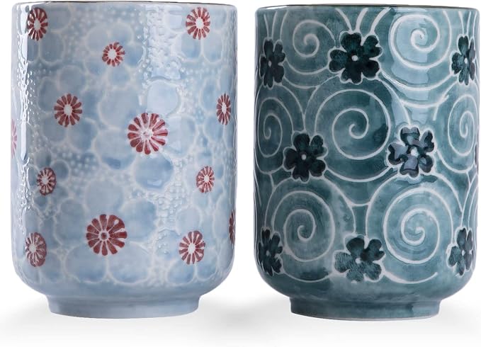 WHJY 10oz Transitional Chinese/Japanese style Handle-less Ceramic Tea cups by WHJY