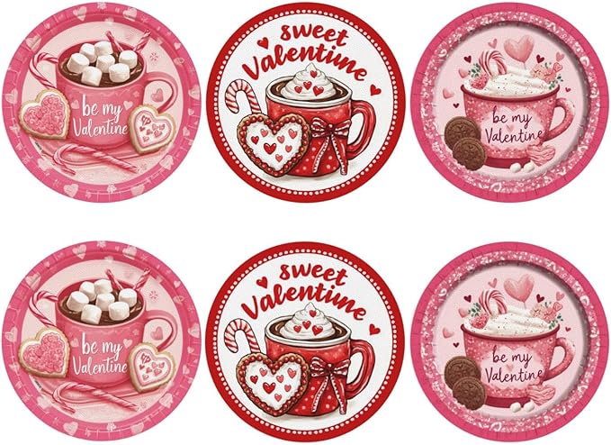 Sweetheart Coasters for Drinks with Holder Round Leather Coasters Set of 6 Cups Mugs Mat Pad for Home Kitchen Bar