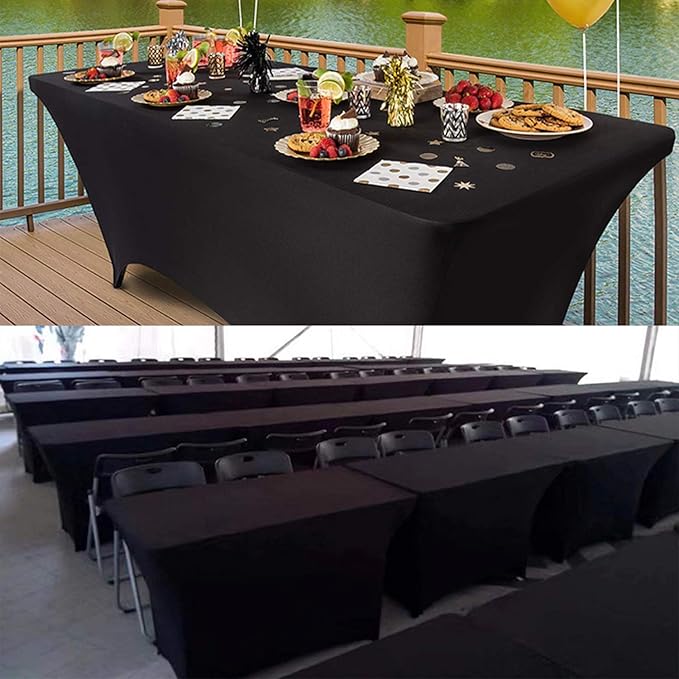 RELIANCER 2 Pack Stretch Spandex Table Covers for Rectangular Tables,4FT Elastic Fitted Tablecloth,Universal Rectangular Table Cloth Protector for Outdoor Party,Wedding,Bar,Birthday,Banquet,Events