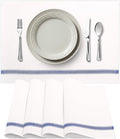 Premium Cloth Striped Placemats Set of 4 – 100% Soft Durable Jacquard Woven Cotton Table Placemats with Stain-Release Fabric – Machine Washable for Dining Table – Gentian Blue, 20"x14"