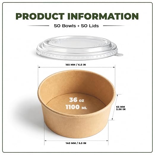 TOPtoper 36Oz 50Pcs Large Paper Bowls - Image 2