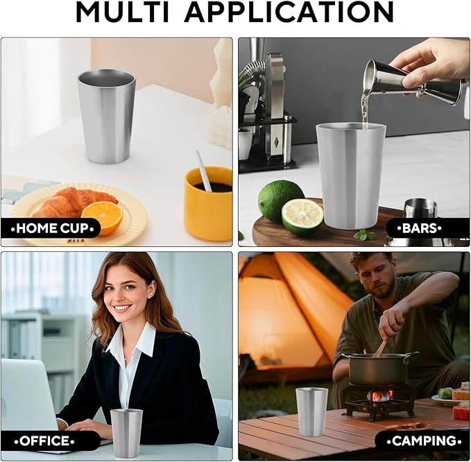 5 Pcs 12 oz Small Metal Cup, Double Wall Vacuum Stainless Steel Insulated Cup, Reusable Camping Cups Unbreakable Indoor Outdoor for Party, Home, Office, BBQ, Silver