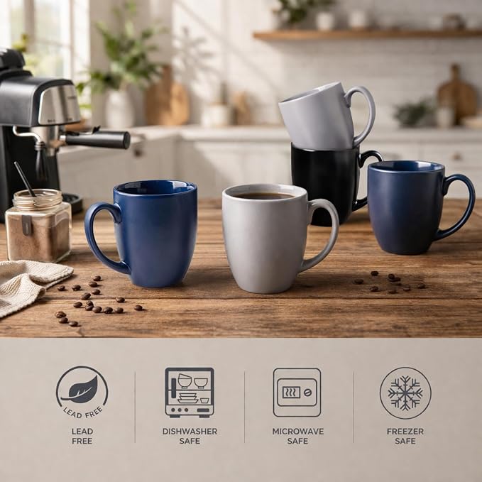 AmorArc Coffee Mugs Set of 6, 12oz Ceramic Coffee Mugs - Image 3