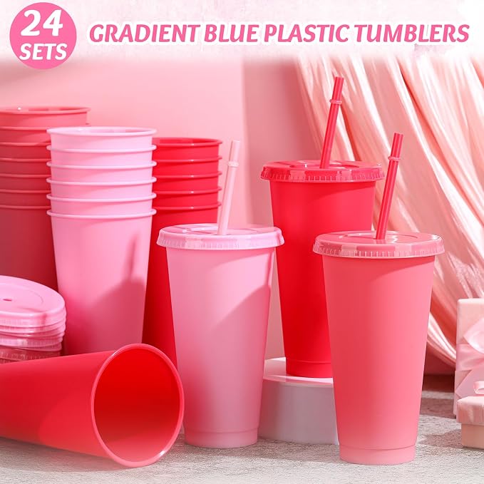 Skylety 24 Pcs Hot Pink Plastic Cups - Image 4