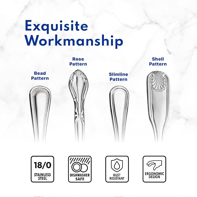 New Star Foodservice Rose Pattern Stainless Steel Flatware Set, 3-Piece Set - Image 6