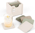Fluxynara Felt Coasters with Holder, Linen Dusk | Square Felt Coasters by FLUXYNARA