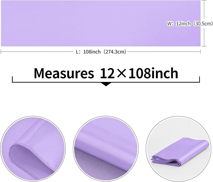 10-Pack Lavender Satin Table Runner 12 x 108 Inch Long Bright and Smooth Silk - Image 3
