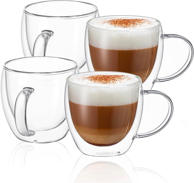 CNGLASS 8.5oz Glass Coffee Mug, Double Wall Insulated Glass Mugs by CNGLASS