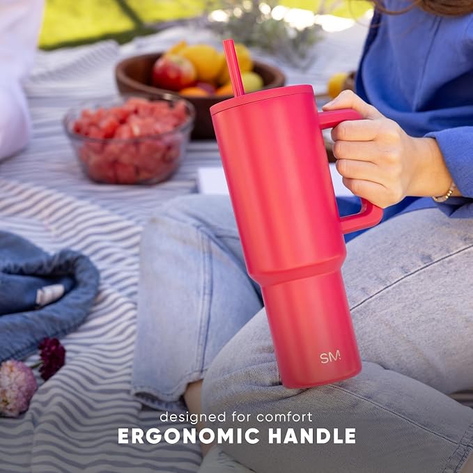 Simple Modern Tumbler with Handle and Straw | 40oz | Blue | Trek Tumbler - Image 9