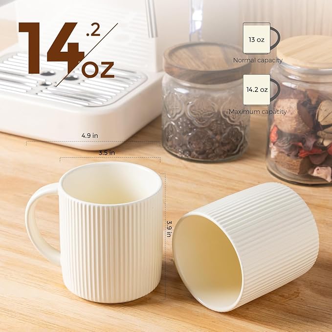theterra Ceramic Coffee Mugs Set of 4, 14.2 oz Coffee Cups - Image 2