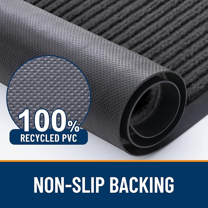 OLANLY Front Door Mat Indoor Outdoor Entrance, Waterproof Heavy Duty Doormat, Fade Resistant, Low Profile, Easy Clean Patio Porch Welcome Floor Mats for Entry, 47x32, Charcoal Grey