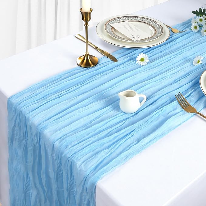 12 Pack Baby Blue Cheesecloth Table Runner 10Ft Gauze Cheese Cloth Table Runner - Image 3