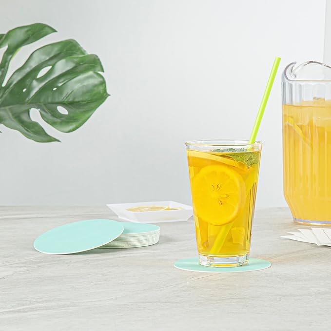 Restaurantware Paper Coasters 1000 Pack of 4 Inch Disposable Beverage Coasters Absorbent for Hot and Cold Drinks Turquoise Coffee Cup Essentials for Table Decor, Kitchen, Home or Living Room