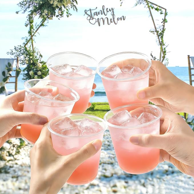 50 x Round Bottom Clear Plastic Cups 12 oz | Disposable Cocktail Cups, Stemless - Image 6
