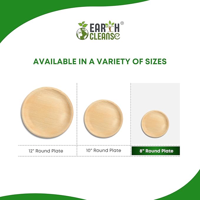 The Palm Dinnerware – Palm Plates 8 Inch Round (50 Count) | Compostable & Biodegradable | Like Bamboo Disposable Plates | Oven & Microwave Safe | USDA 100% Biobased