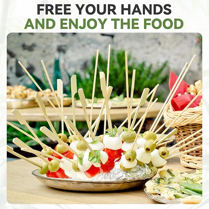 100PCS Cocktail Picks, Fancy Picks for Appetizers, Decorative Skewers for Appetizers Drinks Party Fruit, 6 Inch Long Wooden Bamboo Paddle Food Sticks Charcuterie Boards Accessories