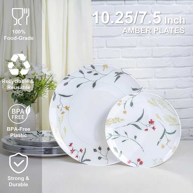 U-QE 50Pcs Wildflower Plastic Plates - Image 2